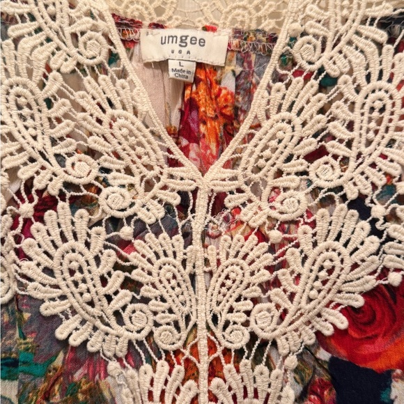EUC Umgee Floral Lace Mini Dress Size Large - Picture 5 of 6